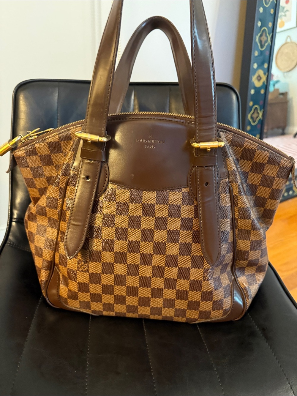 LOUIS VUITTON Verona Damier Ebene Shoulder Bag GM